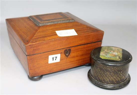 A Victorian work box & jar